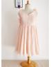 Blush Pink Chiffon Handmade Petals Flower Girl Dress